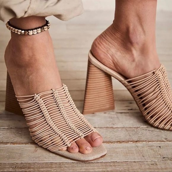 SAM EDELMAN | LAURETTE SLIP ON HEELED TRIANGLE BLOCK SANDALS SIZE 7 - Picture 2 of 9